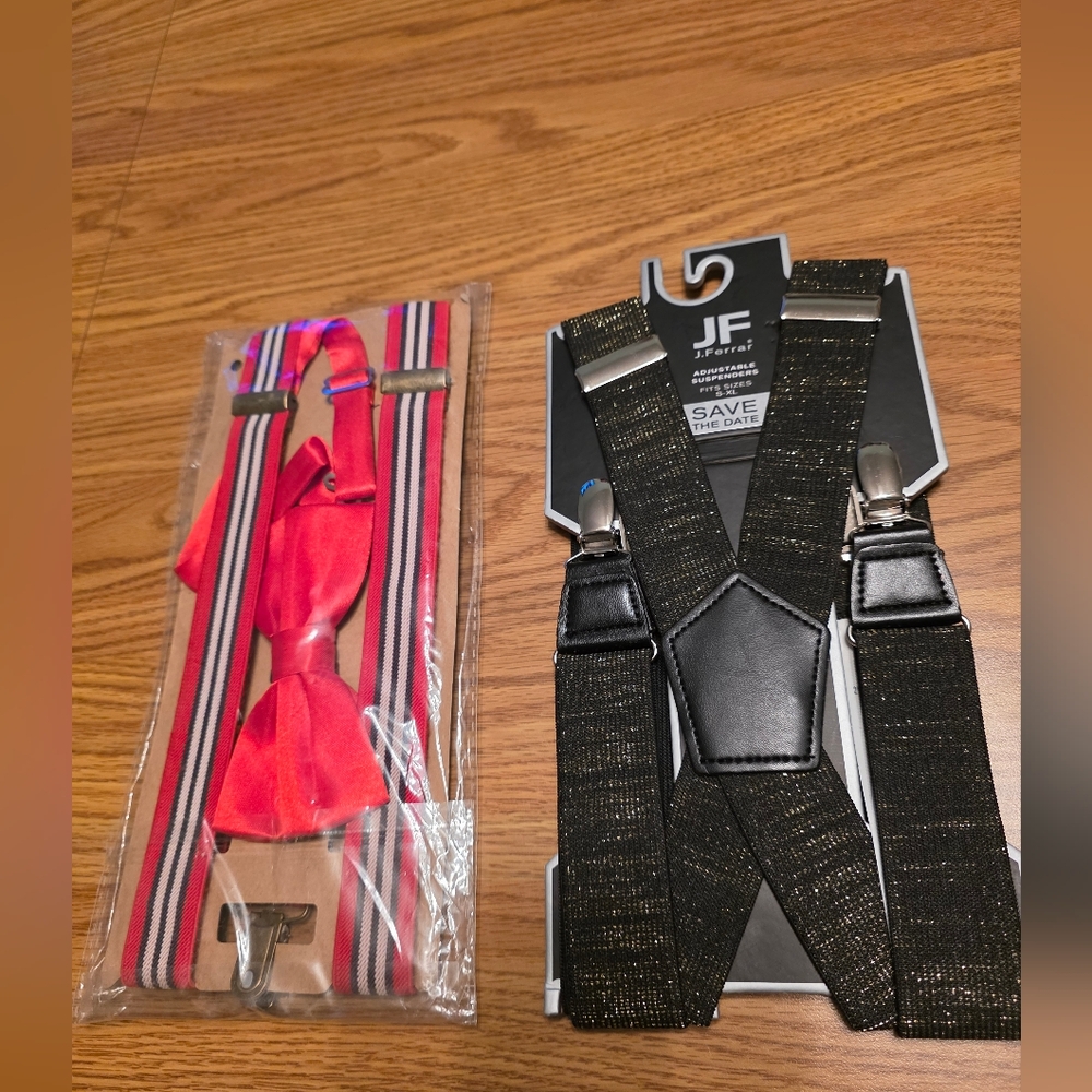 Black and Gold And Red And Black Men's Suspenders